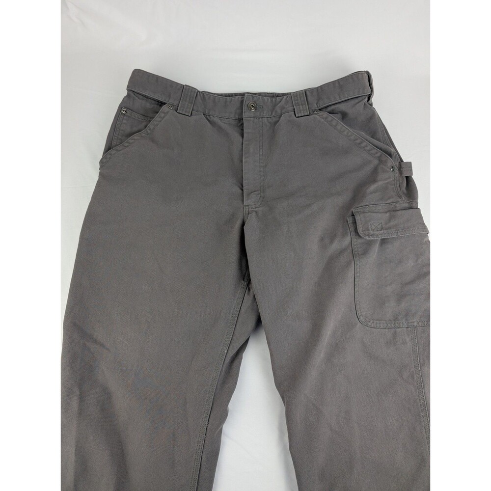 Men's 40x34 Duluth Trading Cargo Pants Gray Canvas Work Wear Outdoors Heavy Duty